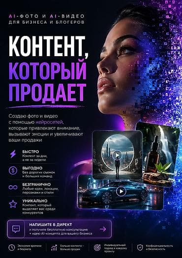 Кызматтар: ​🚀 Генерация AI-фото и видео для вашего бренда и бизнеса ​Забудьте о — 1