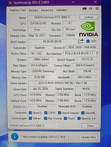 Видеокарта для ПК, Б/у, Gigabyte, GeForce RTX, 8 ГБ — 10