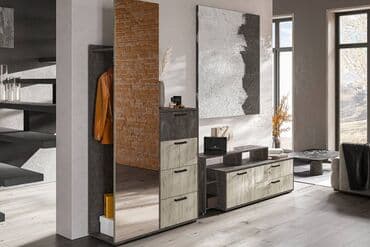 офисные мебели: Тумба под ТВ 1Д 2Я Эдинбург, Дуб Крафт Серый/Железный Камень, Майя — 1