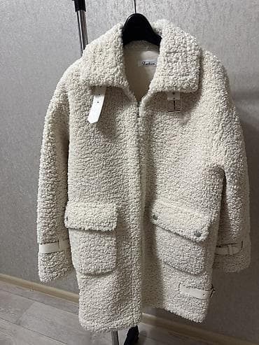 Шубка/куртка-оверсайз из искусственной овчины (шерпа), цвет молочный