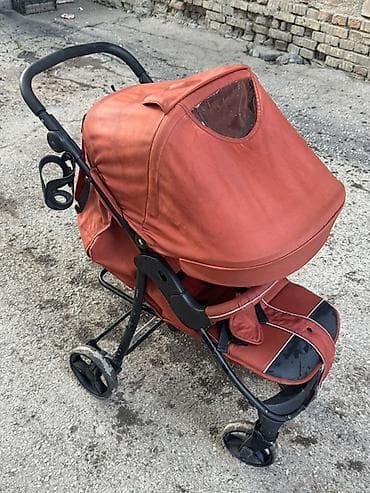 Прогулочная коляска Mow Baby в красно-коричневом цвете с прочной at lalafo.kg Прогулочная коляска Mow Baby в красно-коричневом цвете с прочной