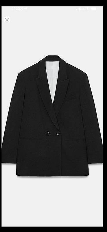 Пиджаки, жакеты: Женский черный жакет от Zara - Классический крой с широкой линией — 2