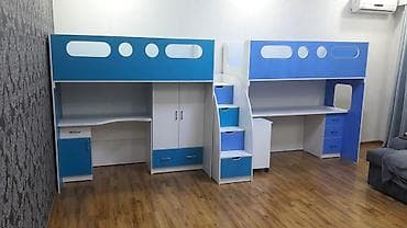 table study: Кровать-чердак, выполненная в светлых тонах с розовыми вставками — 2