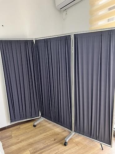 железные перегородки: Ширма, перегородка Материал: Ткань, Колличество секций: 3, На колесиках, Другое назначение — 1