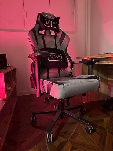 Уход и хранение одежды: Игровое кресло, Б/у, С колесиками, цвет - Серый, Велюр — 2