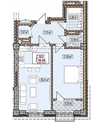 6: 2 комнаты, 60 м², Асанбай мкр Элитка, 6 этаж, ПСО (под самоотделку) — 3