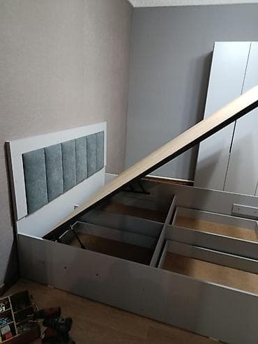 Спальные гарнитуры: Спальный гарнитур, Новый, Двуспальная кровать, Трюмо, Тумба, Кыргызстан, Бесплатная доставка, цвет - Серый — 5