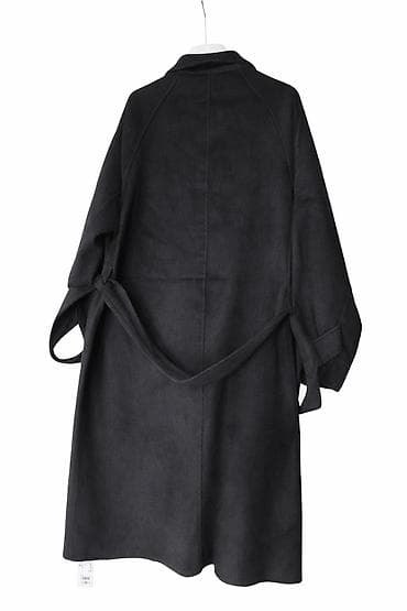 чёрное женское пальто: Женское пальто прямого кроя. - Материал: плотная шерстяная ткань — 2