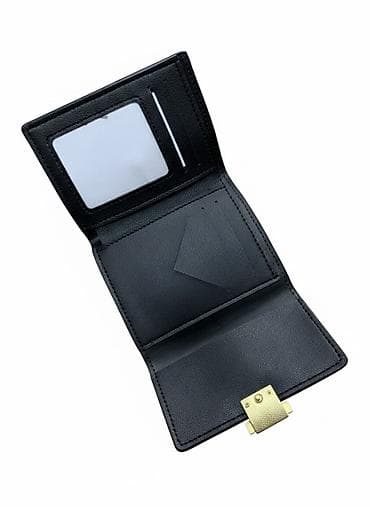 Зер буюмдар: Черный кожаный кошелек с клапаном и металлической застежкой - — 2