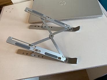 Компьютеры, ноутбуки и планшеты: Складная алюминиевая подставка для ноутбука - 6 ступеней регулировки — 6