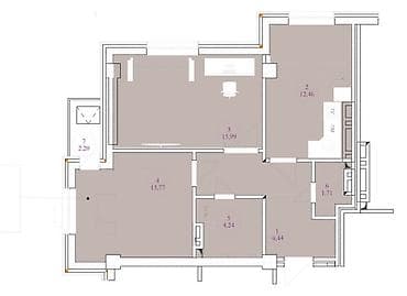 2 комнаты, 60 м², Элитка, 11 этаж, Готовая ПСО (под самоотделку)