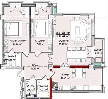 Недвижимость: 3 комнаты, 121 м², 10 мкр Элитка, 11 этаж, ПСО (под самоотделку) — 2