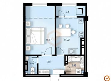 сдаю квартира район кок жар: 1 комната, 43 м², Элитка, 11 этаж, ПСО (под самоотделку) — 1