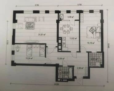квартиры в районе кара жыгач: 3 комнаты, 105 м², 8 этаж, ПСО (под самоотделку) — 6