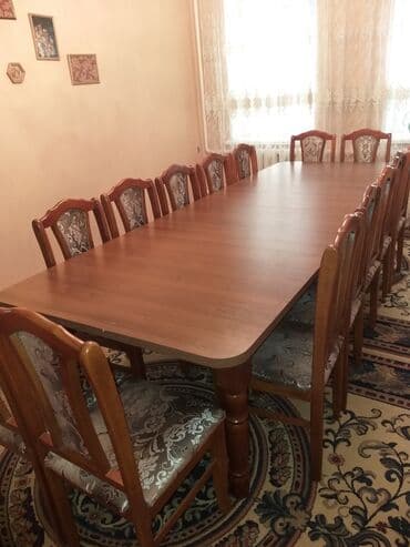 стол жана стул: Стол для зала, Б/у, Не раскладной, Прямоугольный — 1