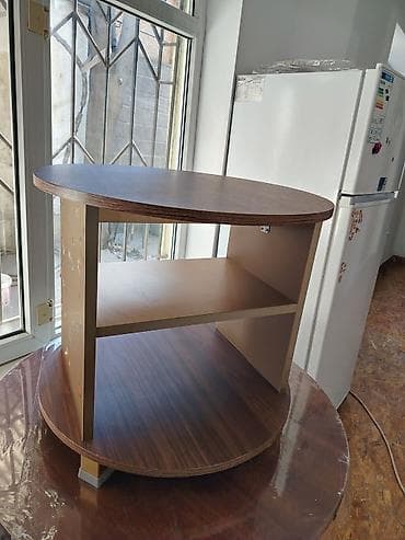 Журнальный/TV столик с открытыми полками - Форма: овальная столешница