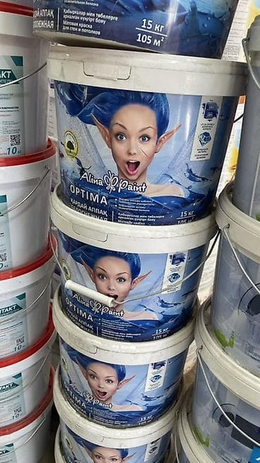 Внутренняя отделка: Водоэмульсионная краска, Alina Paint, Для внутренней работы, цвет - Белый, 15 кг, Матовая, Высокоукрывистая — 1