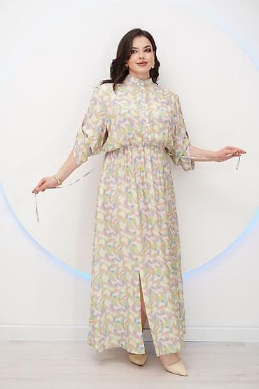 Женская одежда: Повседневное платье, Made in KG, Лето, Длинная модель, Платье-рубашка, 3XL, L, XL — 2