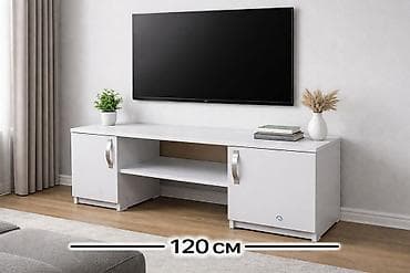 Телевизордун шкаф жана стенди, Жаңы, Полго орнотулма, ЛДСП, түсү - Боз