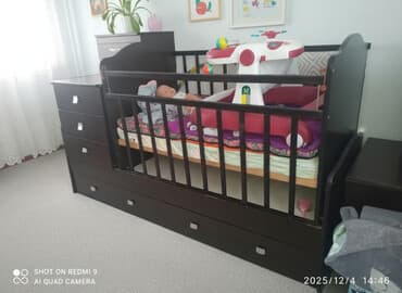 двух этажный кроват: Детская кровать трансформер, Б/у, Другой тип, цвет - Коричневый — 1