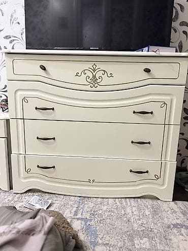 царга: Спальный гарнитур, Двуспальная кровать, Шкаф, Комод, Самовывоз, цвет - Бежевый — 3