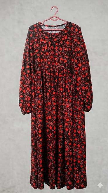лён рубашка: Повседневное платье, Made in KG, Лето, Длинная модель, Штапель, M — 1