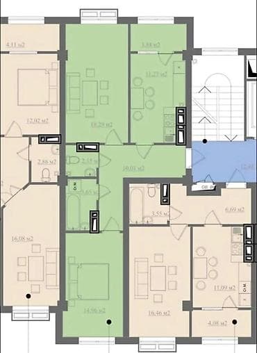 23: 2 комнаты, 65 м², Элитка, 4 этаж, Евроремонт — 7