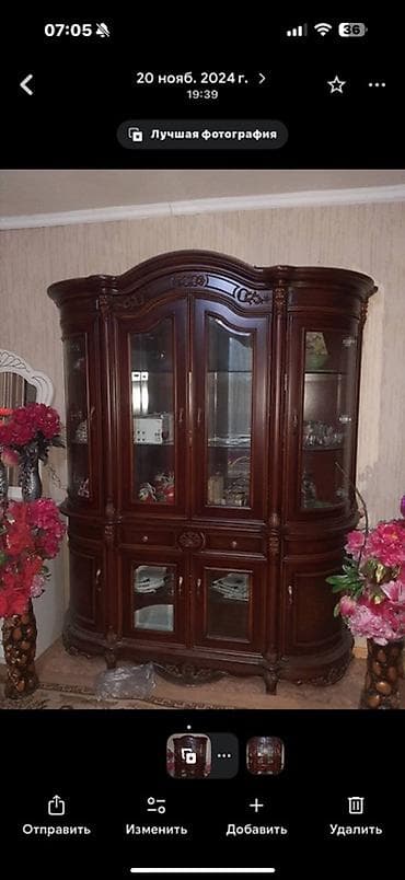 стенки шкафы б у: Стенка новая - Материал: массив дерева/шпон темного ореха с резными — 1