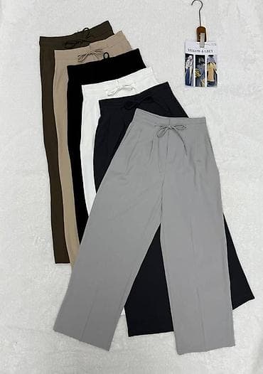 Мужская одежда: Базовые женские брюки с завязками - Посадка: средняя, на комфортной — 2