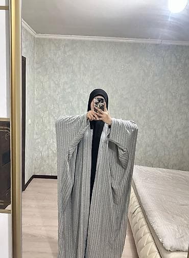 абая хиджаб: Абая накидка серого цвета . производство ДУБАЙ - Свободный прямой — 3