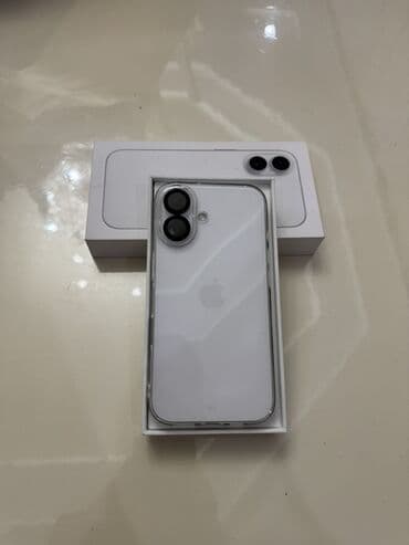 кадамжай айфон: IPhone 16, Жаңы, 256 ГБ, Ак, Куту, 93 % — 1