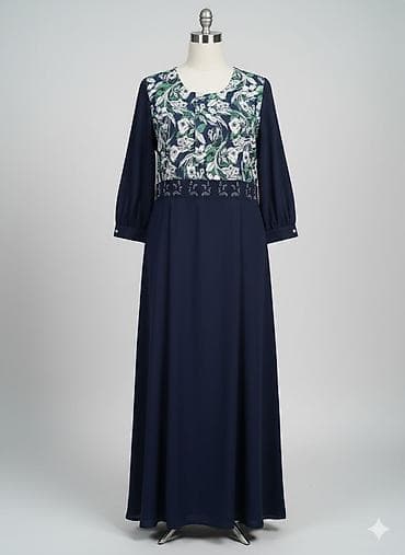 Повседневное платье, Турция, Осень-весна, Длинная модель, Креп, Прямое