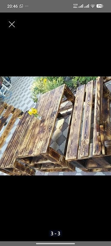 уголок стол: Комплект садовой мебели, Стол, Дерево — 5