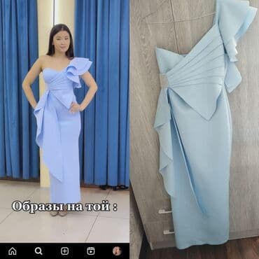 коктейльное платье синего цвета: Произ.Турция жаны бойдон 6800с алгам 2500с берём. размер EU 40, 42-44р — 1