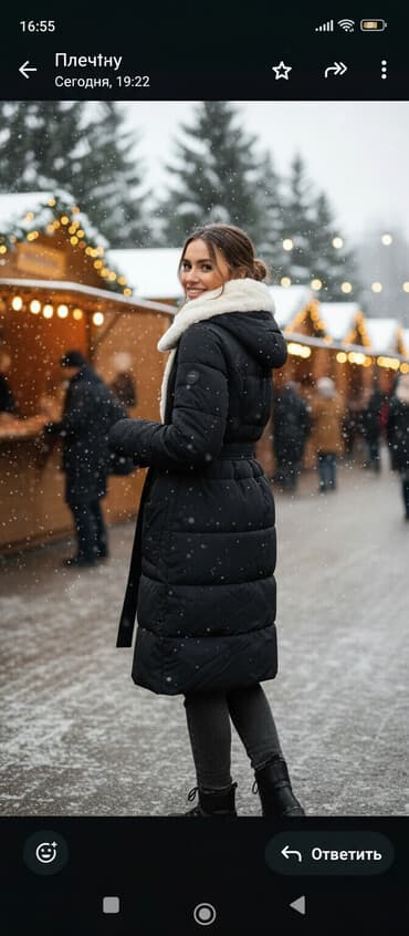 tech fleese: Женское зимнее стеганое пальто-пуховик с меховым воротником - Длина — 1