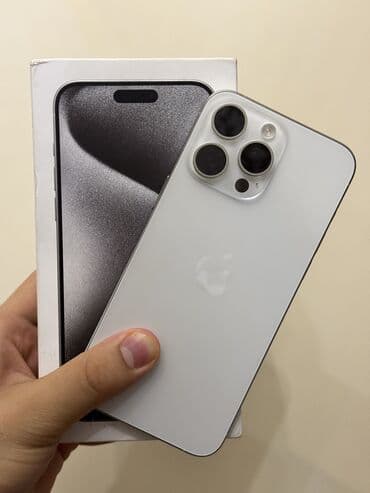 аренда дрона для съемки: IPhone 15 Pro Max, Б/у, 256 ГБ, White Titanium, Коробка, 85 % — 1