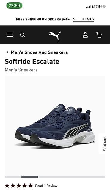 Мужские кроссовки, 40, Puma, Новый, цвет - Синий