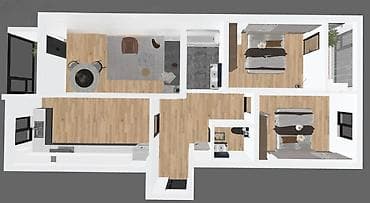 Недвижимость: 3 комнаты, 94 м², Асанбай мкр Элитка, 2 этаж, ПСО (под самоотделку) — 1