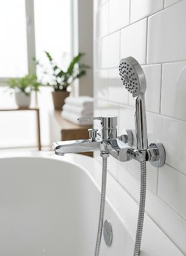 Смеситель для ванны с душевым набором (хром) - Тип: однорычажный at lalafo.kg Смеситель для ванны с душевым набором (хром) - Тип: однорычажный