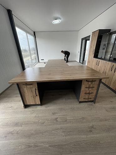 угловые столы для офиса: Комплект офисной мебели, Шкаф, ДСП, цвет - Серый — 4