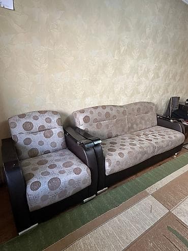 кожаный диваны: Комплект мягкой мебели, цвет - Коричневый — 2