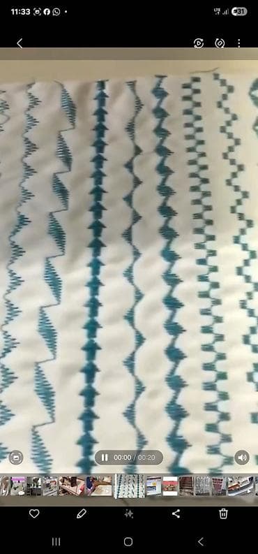 чехлы xs: Ткань с принтом «сканди» в бирюзово-белой гамме - Материал: плотная — 1