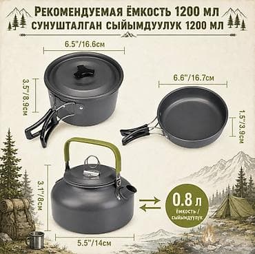 банный катёл: Набор посуды туристический с газовой горелкой Купить в Бишкеке — 6