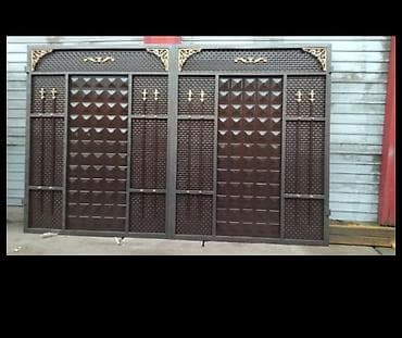 растение для дома и офиса: Металлические ворота с калиткой - Конструкция: секционные распашные — 5