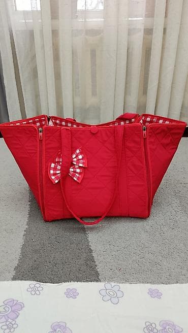 леопардовые вещи: Складная сумка- для пикника - Яркий красный цвет, стёжка «ромб» — 2