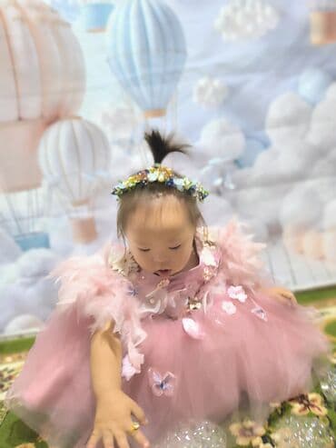 зимный пальто: Детское платье, цвет - Розовый, Новый — 3