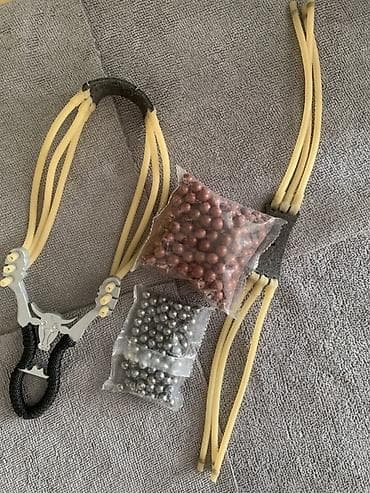 рогатка для охоты: Металическая рогатка Комплект: Сама рукоять 200шт пули из глины 100шт — 4