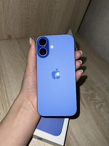айвон 5: IPhone 16, Б/у, 128 ГБ, Синий, Зарядное устройство, Защитное стекло, Кабель, 98 % — 3