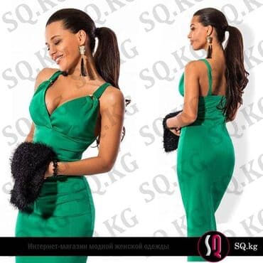 длинные платья с рукавами для полных: Вечернее платье с болеро в комплекте цвета зелёный трилистник — 2
