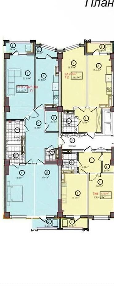 раззакова 7: 2 бөлмө, 50 м², Элитка, 7 кабат, ПСО (өзү оңдоп түзөтүп бүтүү үчүн) — 3